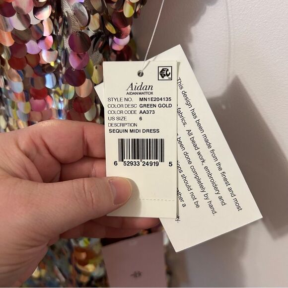 BHLDN x Aidan Mattox Starla Sequin Midi Dress Size 6 - Picture 8 of 12